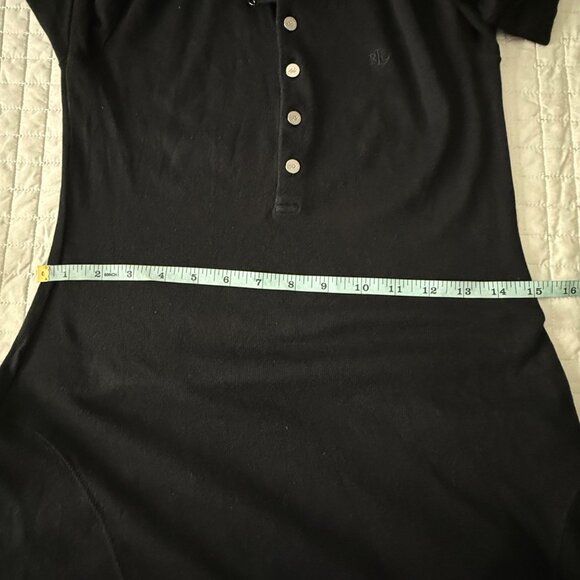 Lauren Ralph Lauren Black Polo-Style Knit Dress With Button-Front & Short Sleeve - Picture 11 of 12